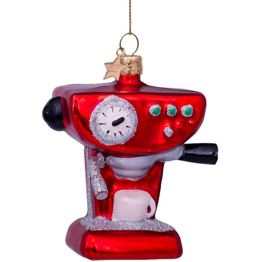 Ornament Glass Red Coffee Machine