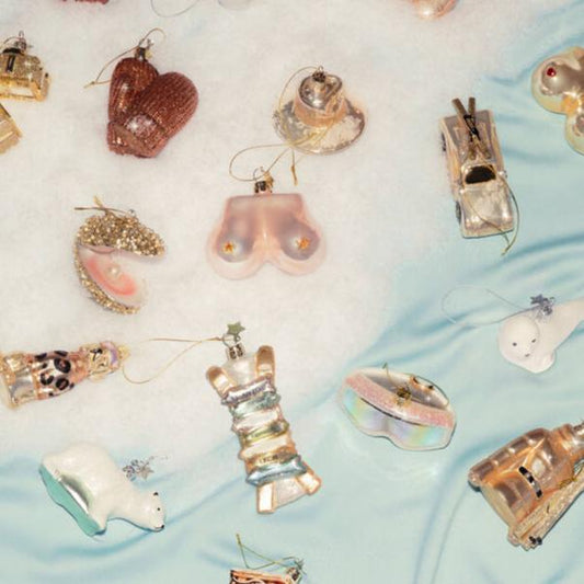 Ornament Glass Champagne Glitter Oyster