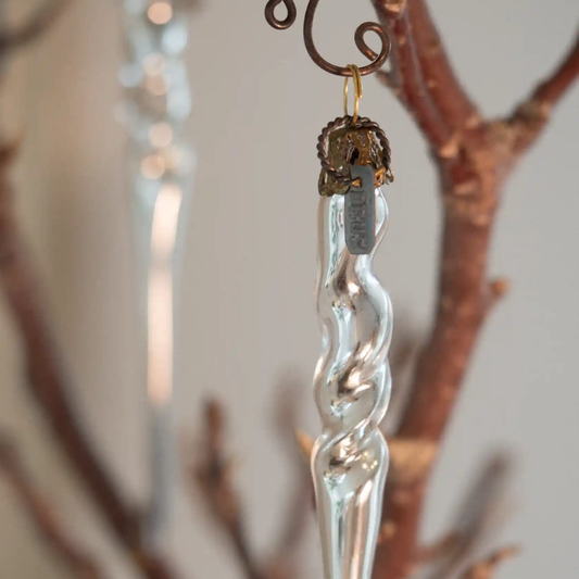 Pair of Mouth-Blown Twisted Glass
