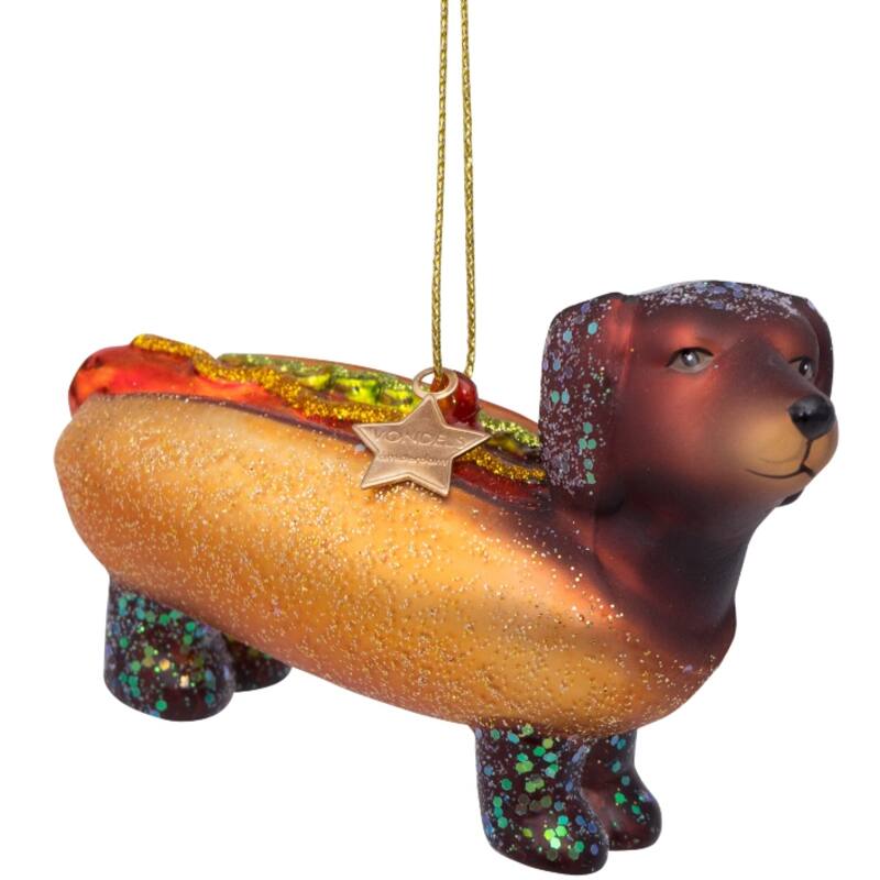 Ornament Glass Hotdog Dachshund