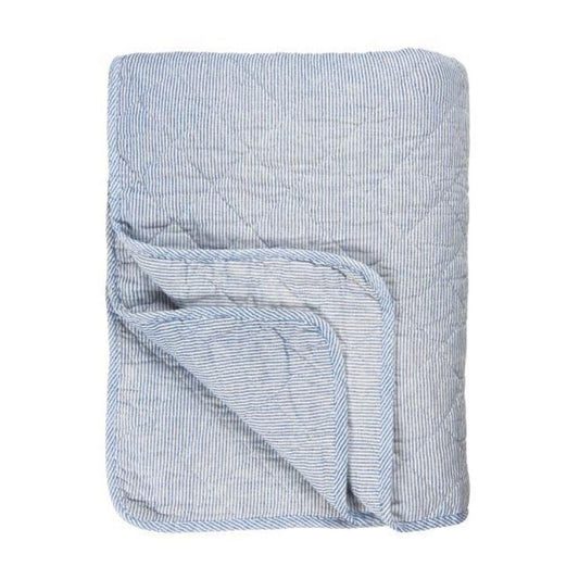 Quilt Tæppe Hvide og Blå Mælkedrengestriber