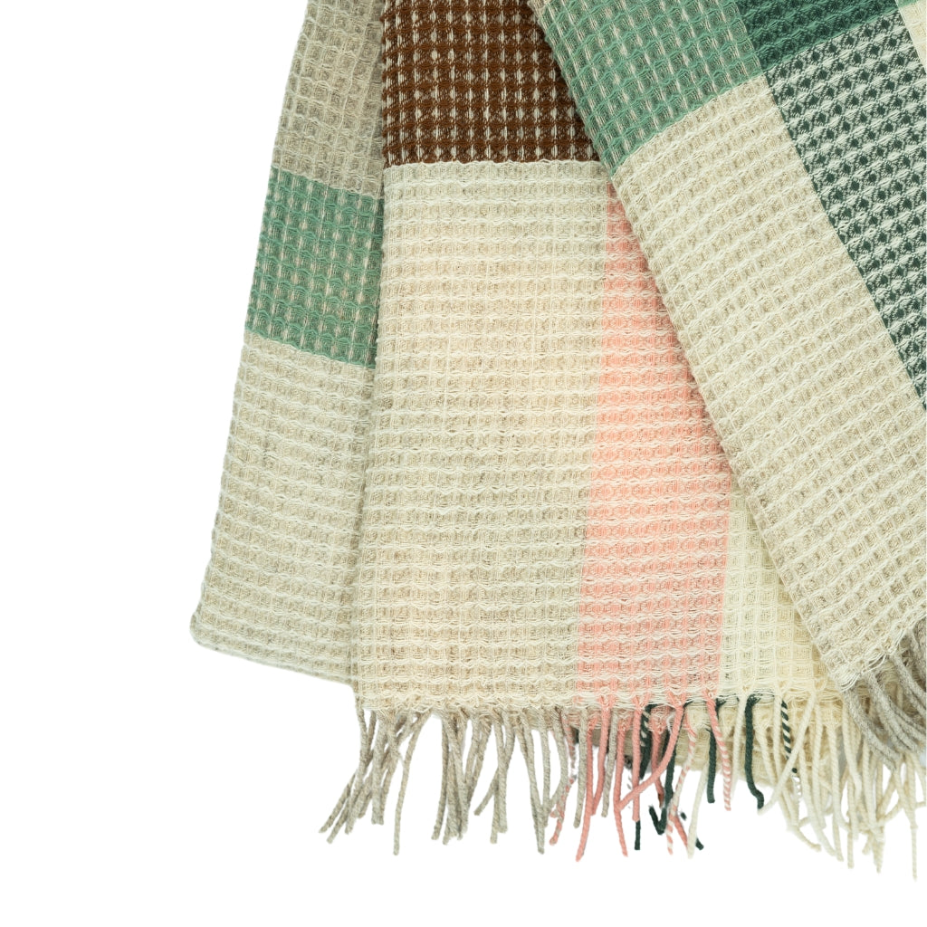 Waffle Plaid Salmon, Brown, Green, Eucalyptus