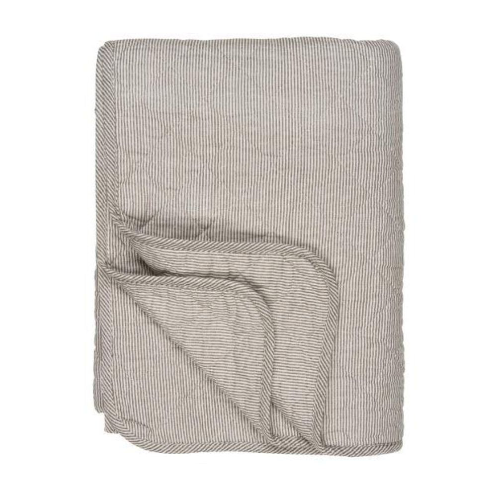 Quilt Tæppe Hvide og Jordfarverde Mælkedrengestriber