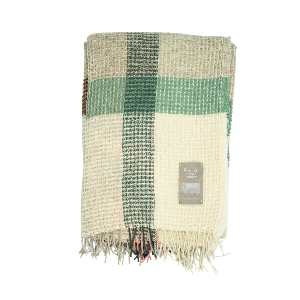 Waffle Plaid Salmon, Brown, Green, Eucalyptus