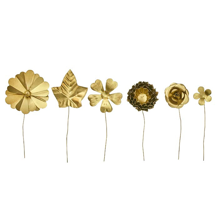 Guld ornament Blade 6 stk. - Den Gamle Mølle