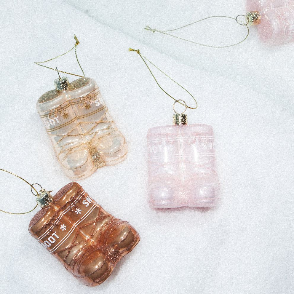 Ornament Glass Powder Brown Opal Snow Boots