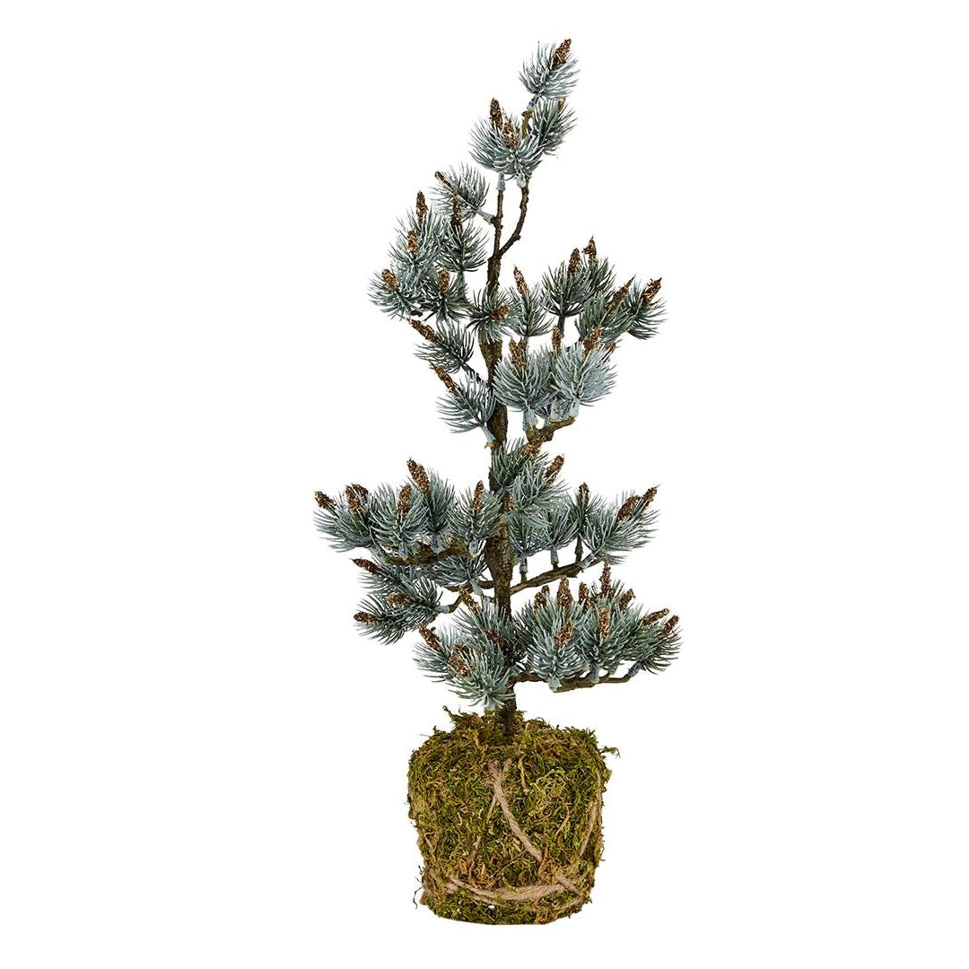 Pine Træ 50x25cm jutepot grøn/hvid