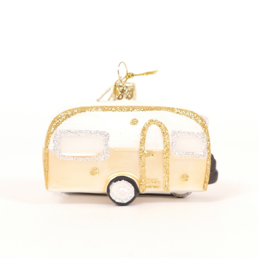 Ornament Glass Gold/White Caravan