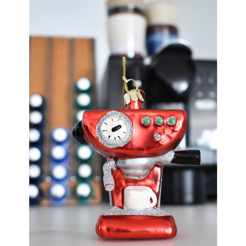 Ornament Glass Red Coffee Machine