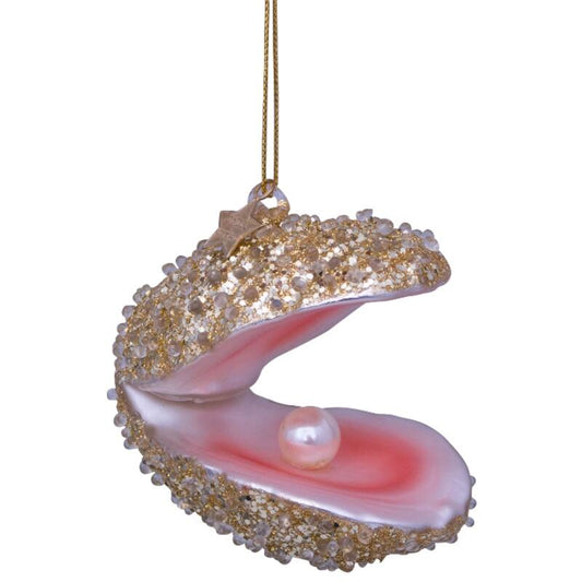 Ornament Glass Champagne Glitter Oyster