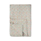 Quilt Tæppe m/Lyseblå og Rust Blomster