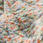 Quilt Tæppe m/Lyseblå og Rust Blomster
