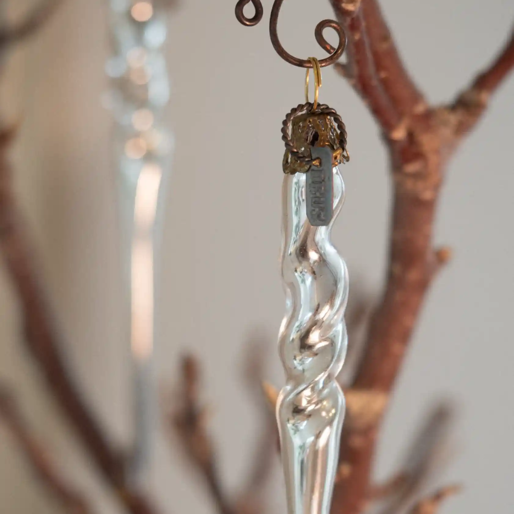 Pair of Mouth-Blown Twisted Glass