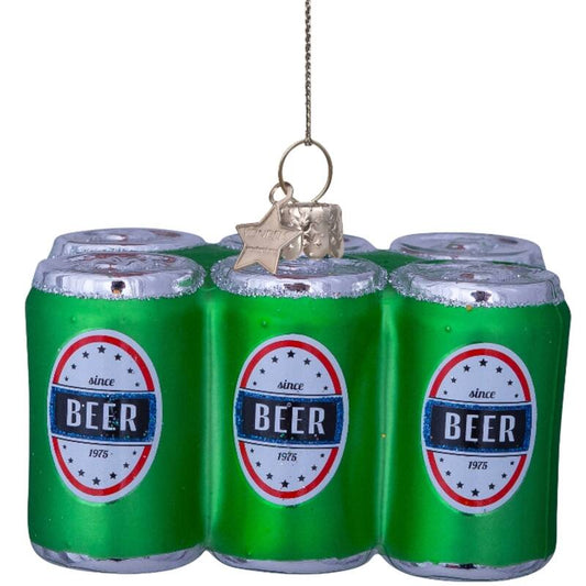 Ornament Glass Green 6 Pack Beer