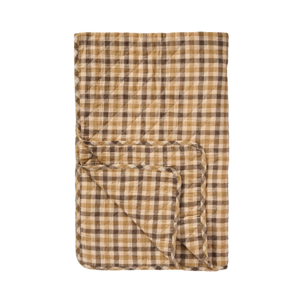 Quilt Tæppe m/Brunt Ternet Mønster