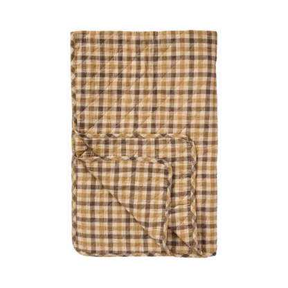 Quilt Tæppe m/Brunt Ternet Mønster