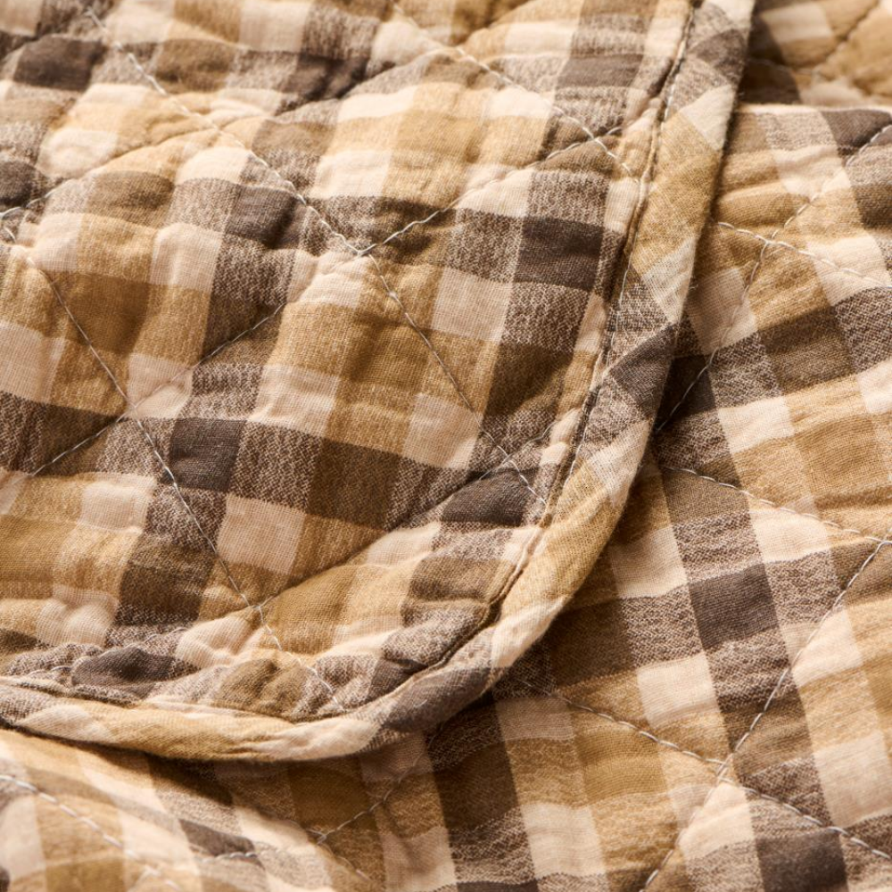 Quilt Tæppe m/Brunt Ternet Mønster
