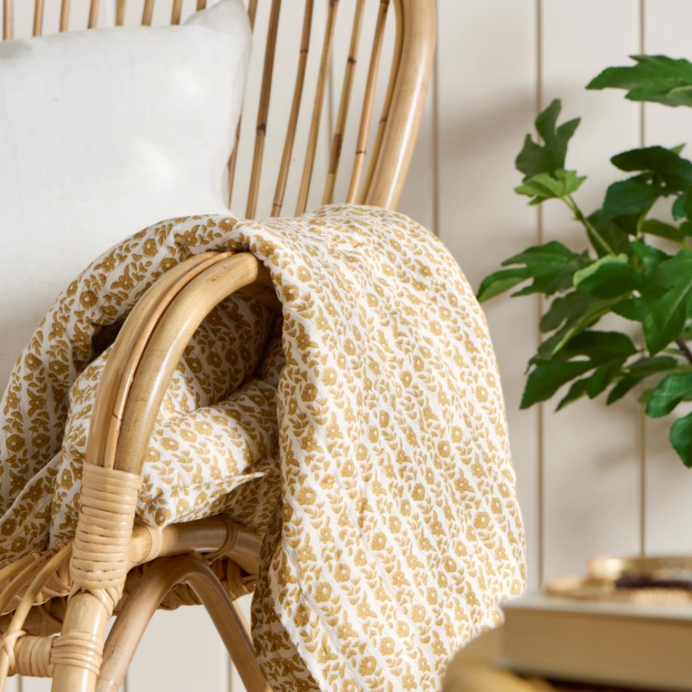 Quilt Tæppe Celina Mustard Blomster