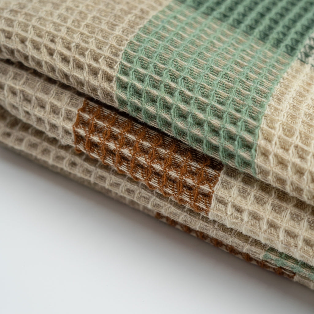 Waffle Plaid Salmon, Brown, Green, Eucalyptus