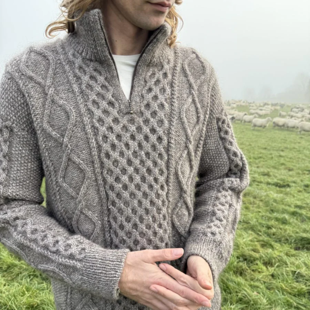 Dagmar Zipper Sweater Man - Strikkeopskrift