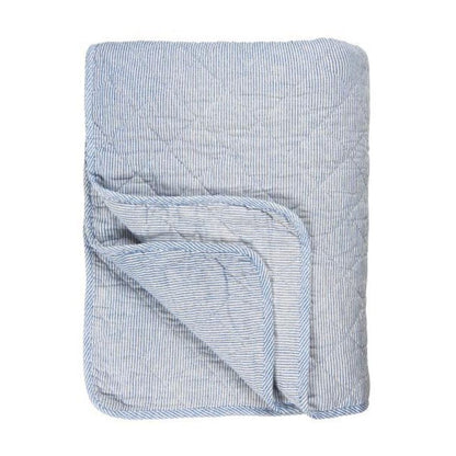 Quilt Tæppe Hvide og Blå Mælkedrengestriber