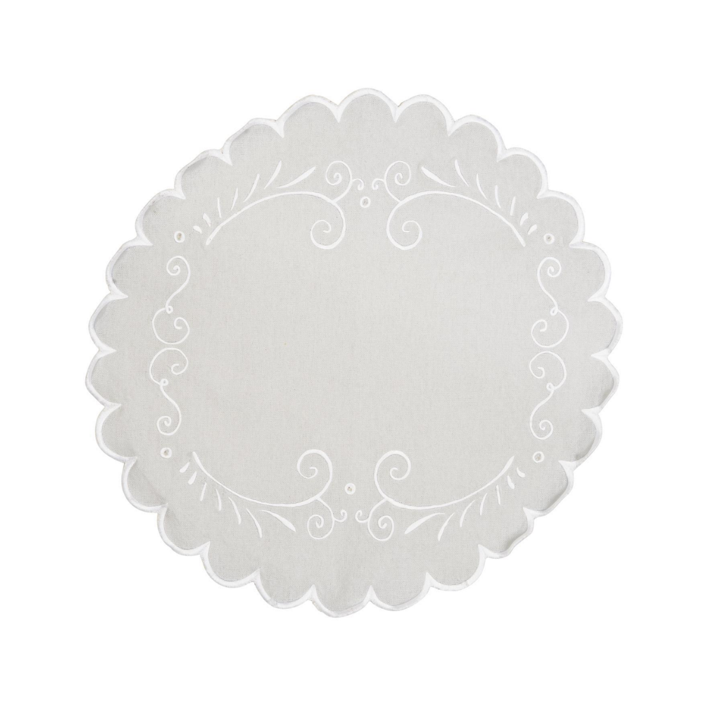 Brødserviet Hvid m/Broderi