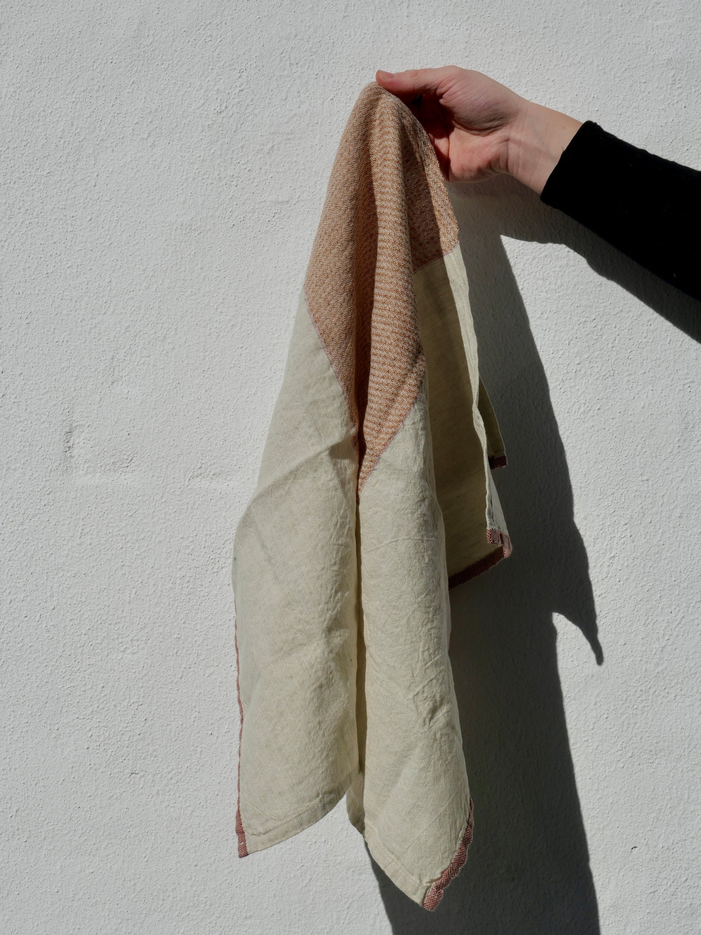 Viskestykke hør/bomuld - Pano beige/rosa