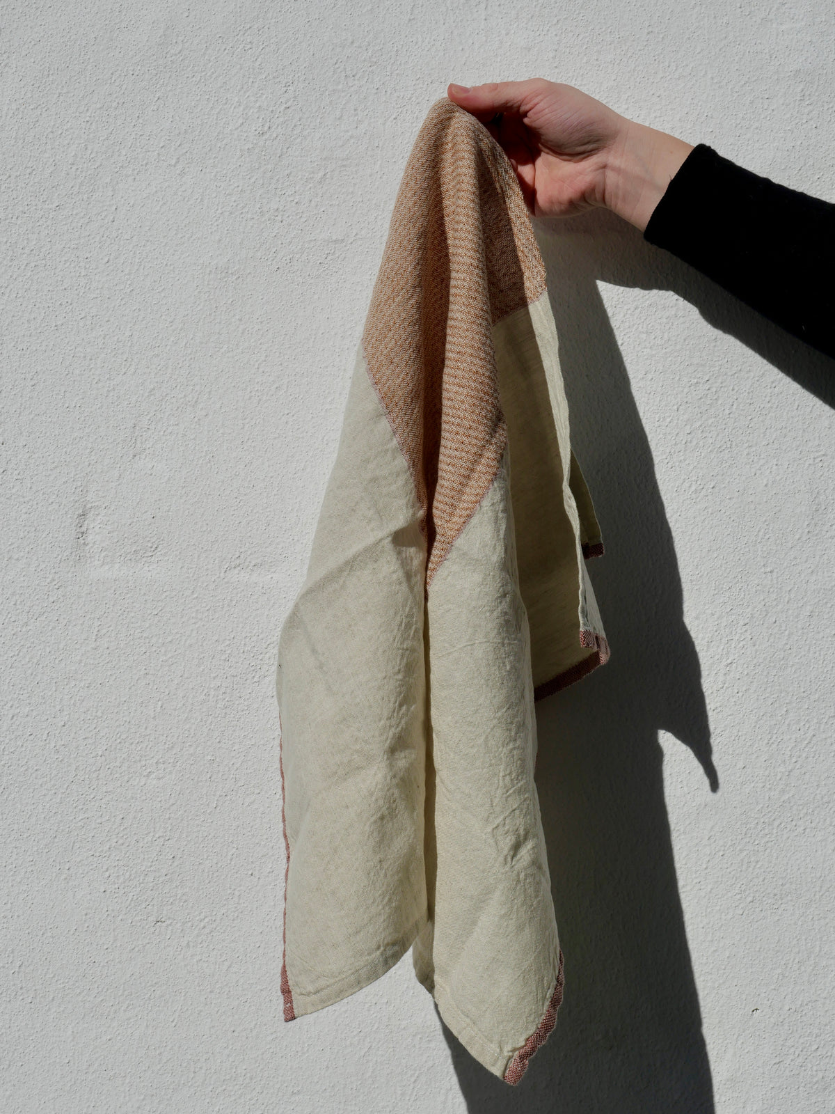 Viskestykke hør/bomuld - Pano beige/rosa