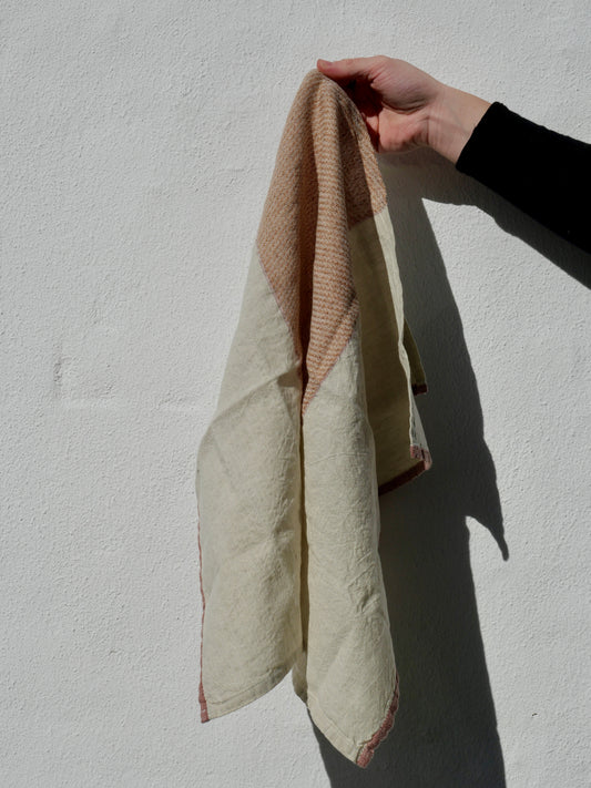 Viskestykke hør/bomuld - Pano beige/rosa
