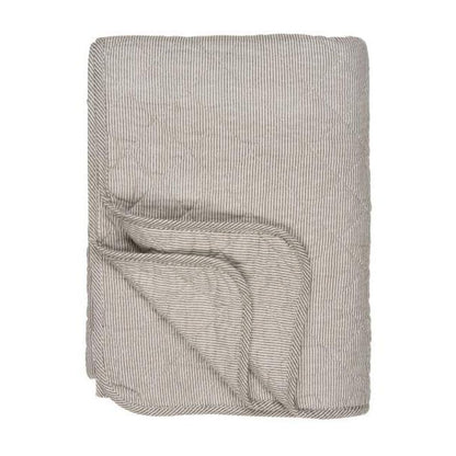 Quilt Tæppe Hvide og Jordfarverde Mælkedrengestriber