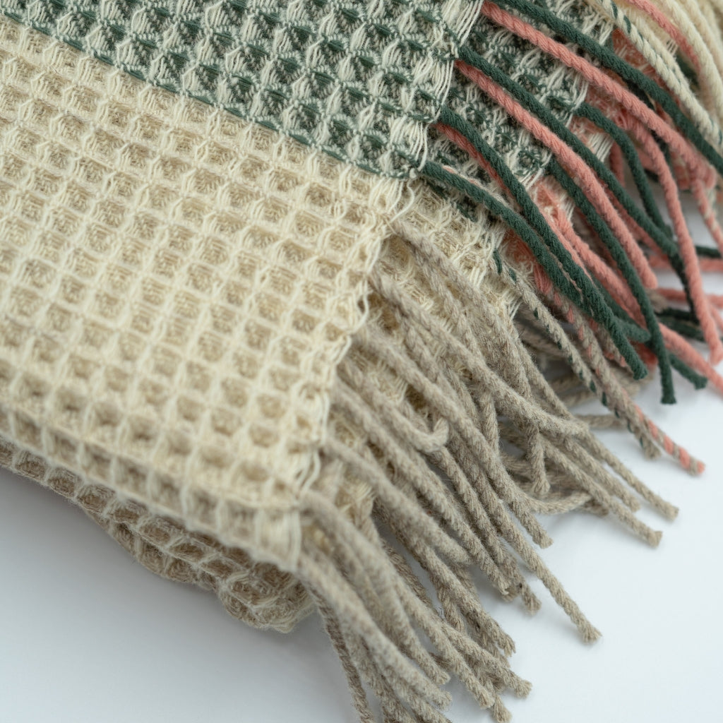 Waffle Plaid Salmon, Brown, Green, Eucalyptus