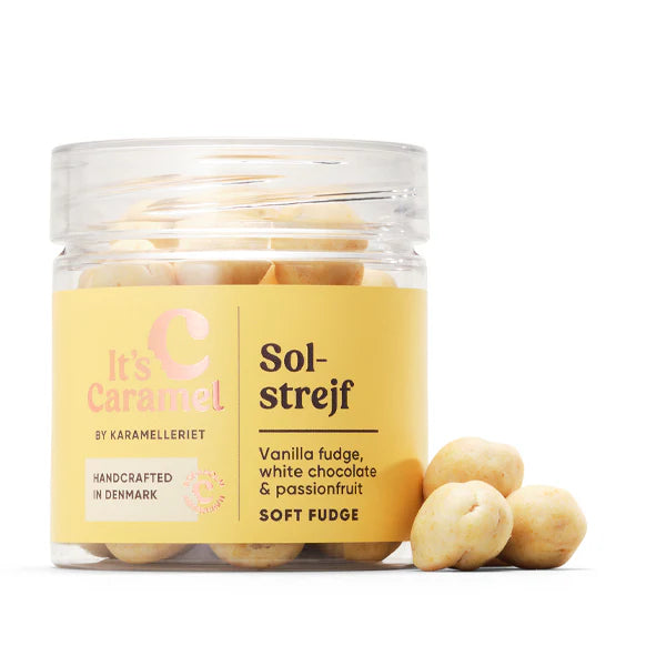 Solstrejf - Blød vaniljefudge med hvid chokolade & passionsfrugt