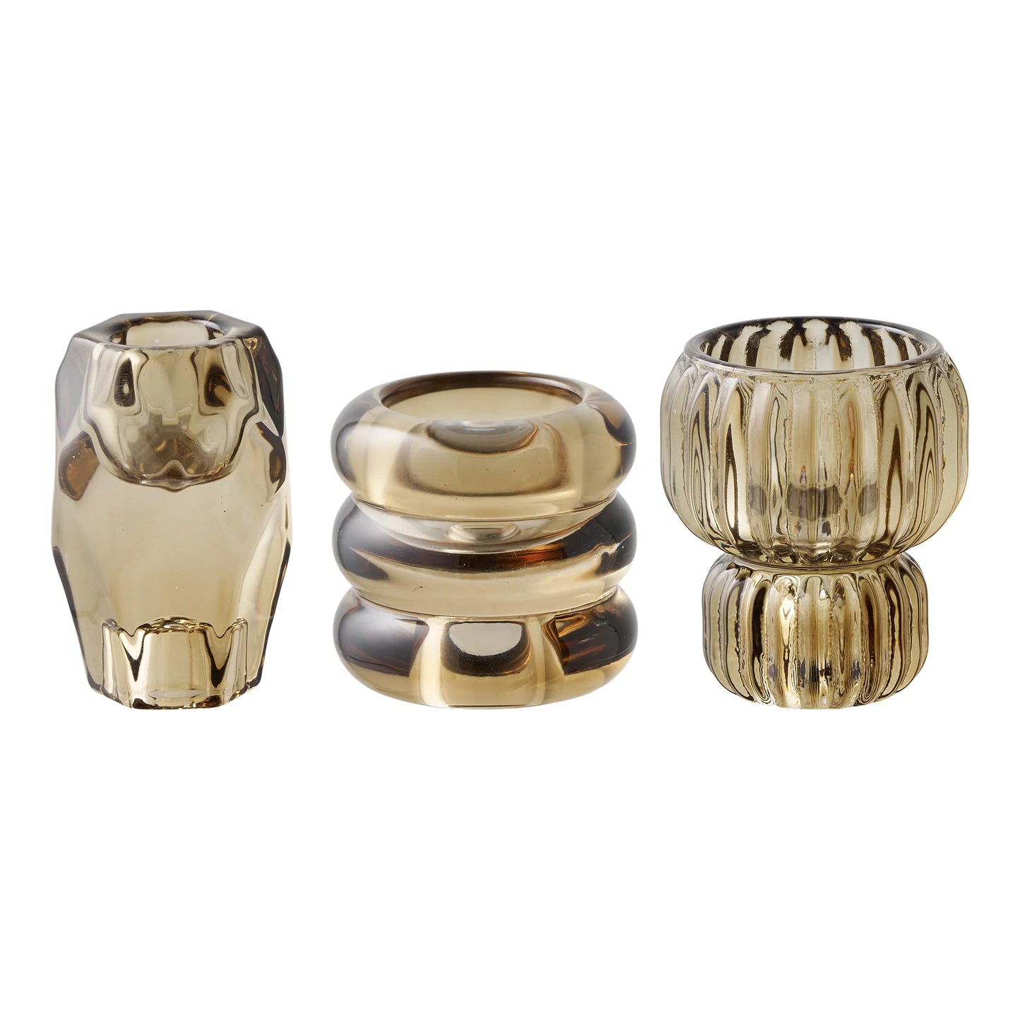 Lysestage Glas Smoked Brun