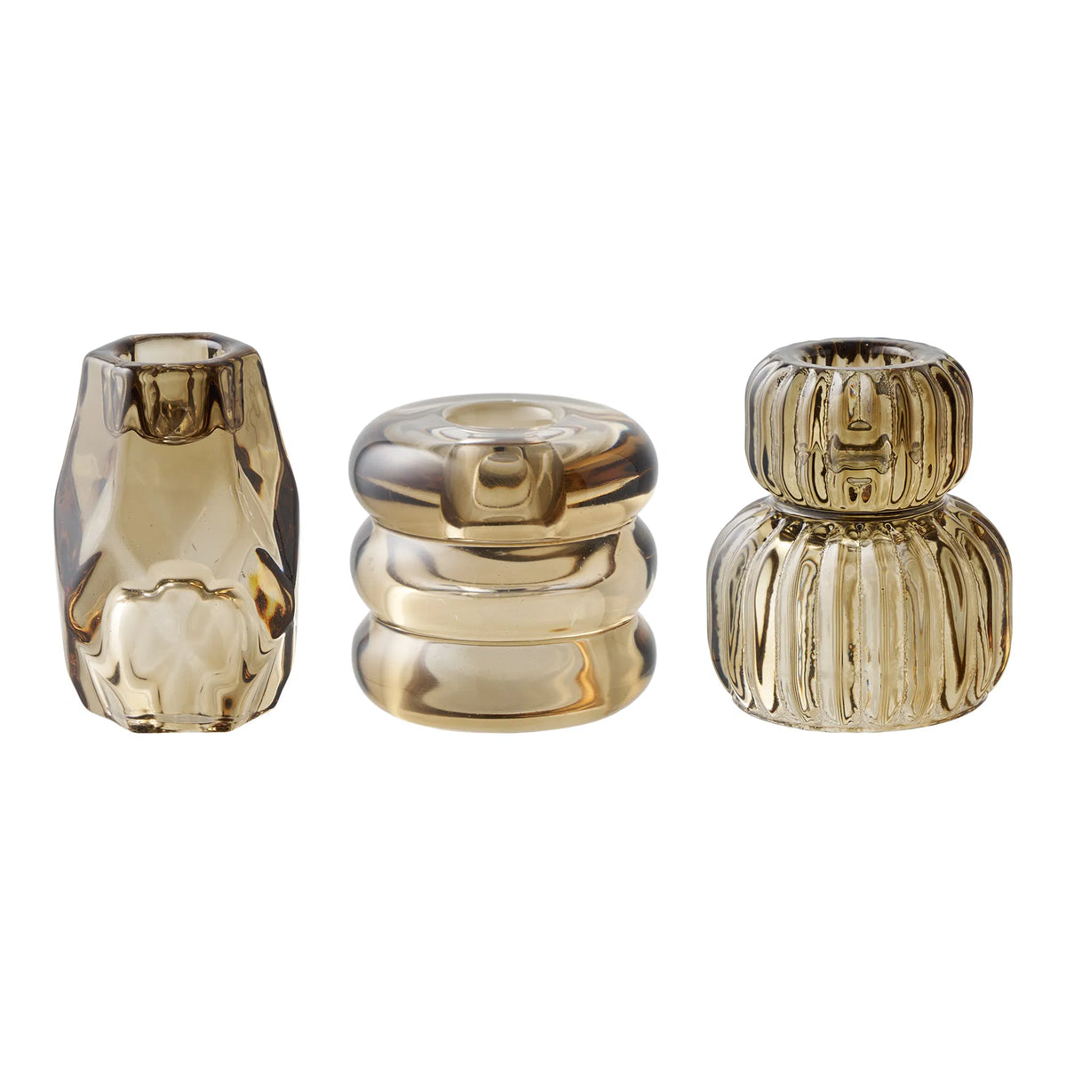 Lysestage Glas Smoked Brun