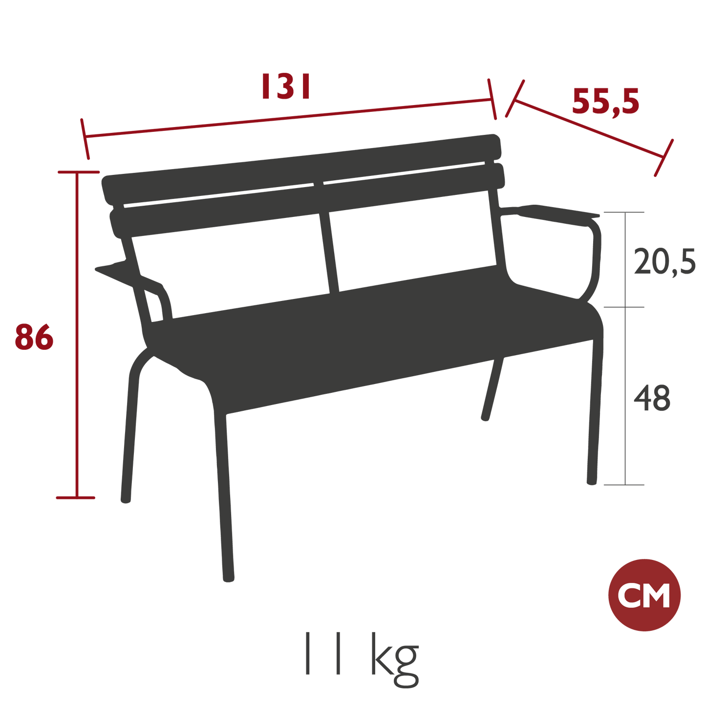 Luxembourg 2-seater Garden Bench