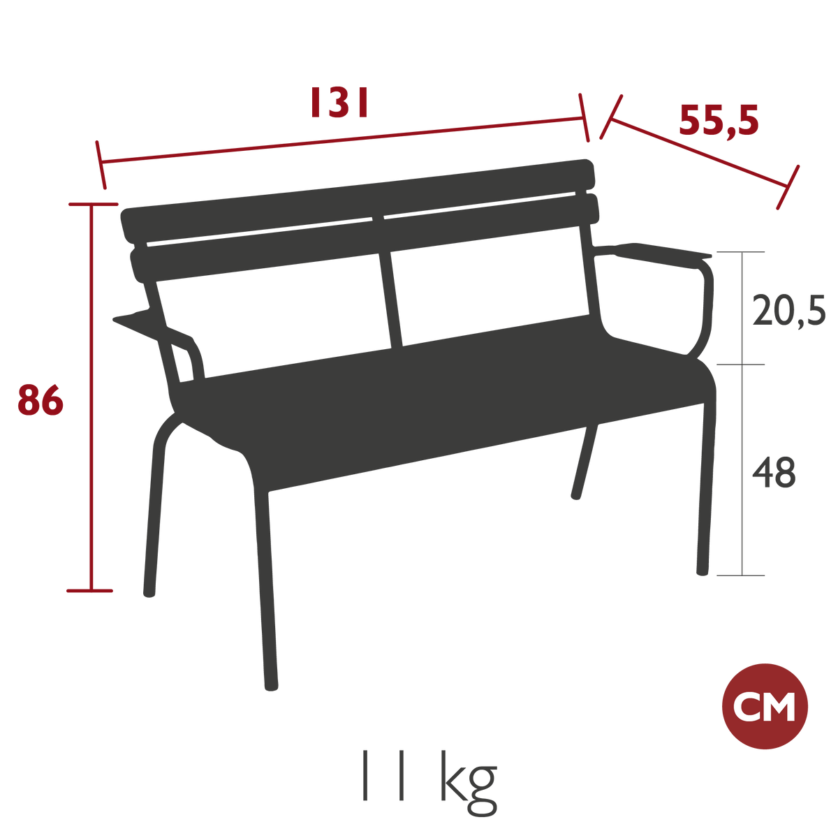 Luxembourg 2-seater Garden Bench