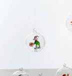 Julekugle Green elf w/gift