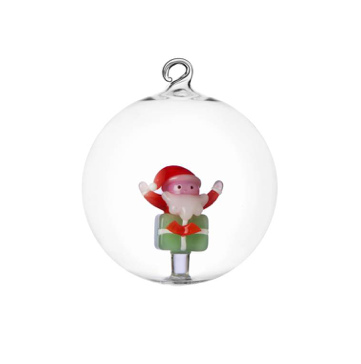 Julekugle Santa on green gift