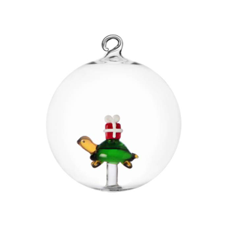 Julekugle Turtle w/red gift