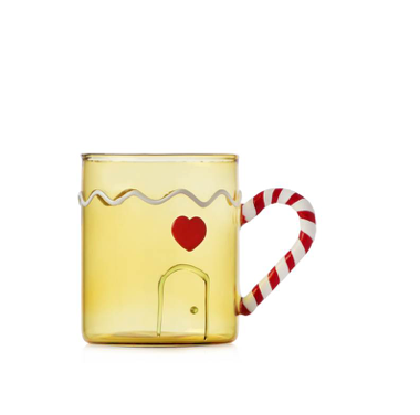 Yellow mug candy cane handle-raspberry