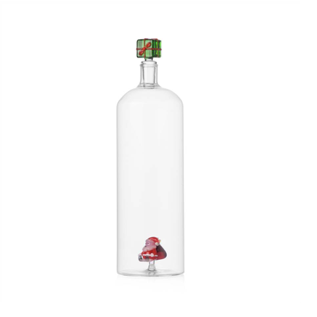 Bottle Santa with sack inside green gift lid