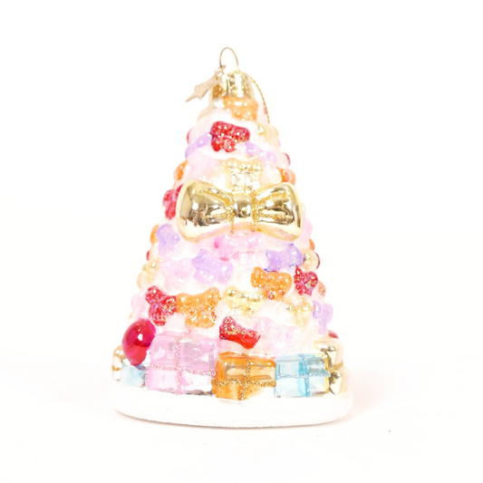 Ornament Glass Christmas Tree w/Bows And w/Gifts